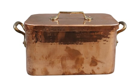 French polished copper daubiere lidded pot
