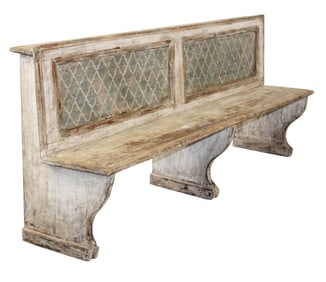 Italian church pew bench in painted pine