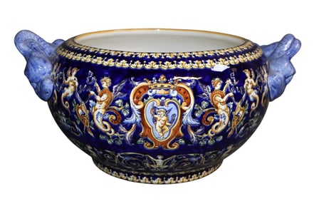French Gien Thibault Renaissance porcelain cachepot