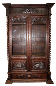 French Louis XIII style bookcase in oak