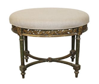 French Louis XVI style oval stool with painted finish