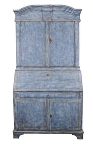 Swedish painted pine deux corps with fall front secretary