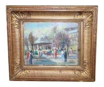 Nino Giuffrida (Italian, 1924-2015) oil on canvas painting of Montmartre