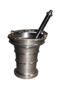 French nickel over bronze Holy Water Bucket and Aspersorium