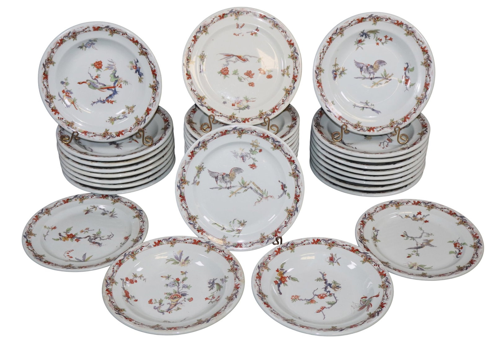 Lot of French L Bernardaud & Cie Limoges plates and bowls: Lot of L Bernardaud & Cie Limoges plates and bowls. 17 plates measure 8 1/2" di and 19 bowls measure 8 1/2" dia. Weight: approx. 20lbs