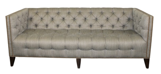 Oversize Marge Carson tufted and studded square arm sofa on 6 legs