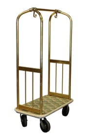 Vintage Magliner Grand Hotel brass rolling luggage trolley cart
