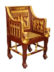 Egyptian Revival throne chair on paw feet