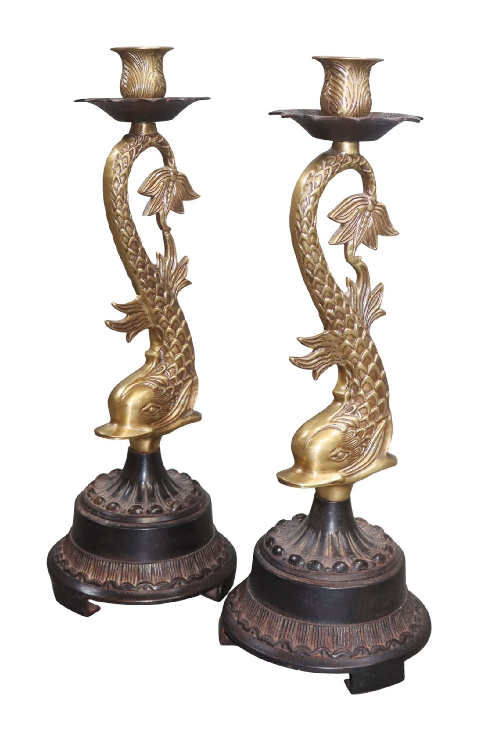 Pair of mythological dolphin form candlesticks (1 of 12)