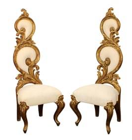 Pair of Christophe Guy designed Le Premier chairs in gilt wood