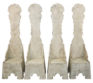 Set of 4 Italian high back painted pine statement chairs