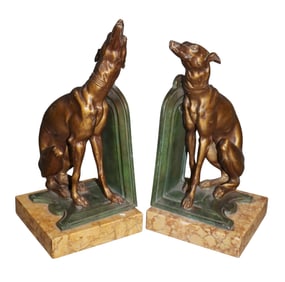 French Art Deco dog bookends