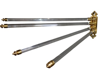 French mid century brass and glass towel holder