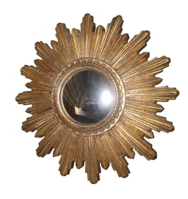 French miniature sunburst mirror with convex glass