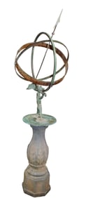 Armillary sundial in iron and bronze