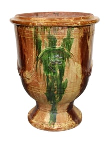 French Anduze Boisset glazed terra cotta garden urn