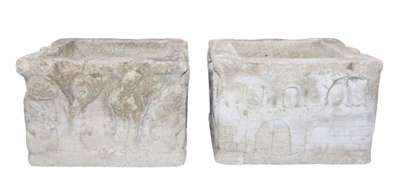 Pair of French garden stone square planters