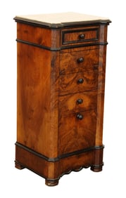 French Napoleon III burled walnut night stand
