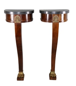 Pair of French Empire style wall mount consoles