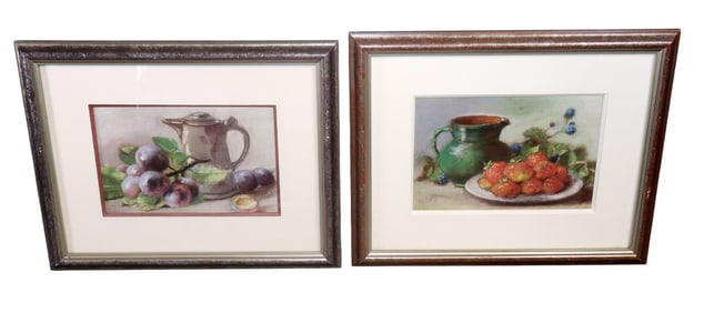 Pair of French still life pastel drawings