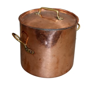 French copper 18qt lidded stock pot