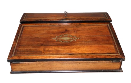 French Napoleon III inlaid slant front lap desk
