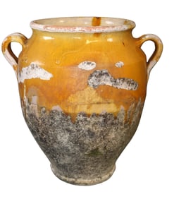 French slip glazed terra cotta confit pot