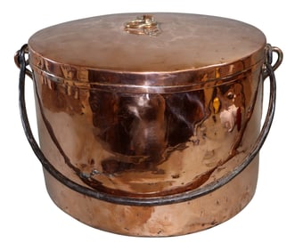 French polished copper fait tout lidded copper pot