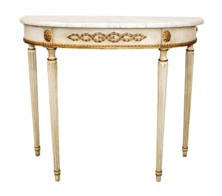 French Louis XVI style demi lune console table
