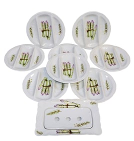 French porcelain hand painted asparagus service with platter