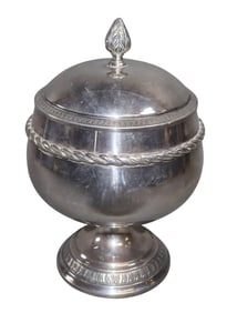 French silverplate footed compote with rope detail