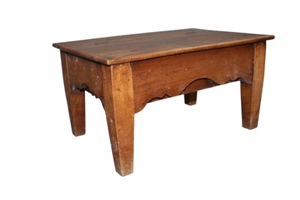 French Provincial miniature foot stool in walnut with lift top
