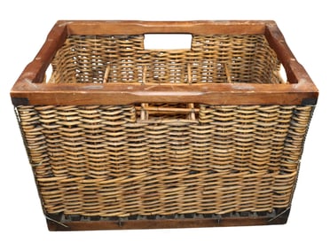 French wicker wine bottle basket