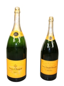 Lot of 2 French Veuve Clicquot facsimile champagne display bottles