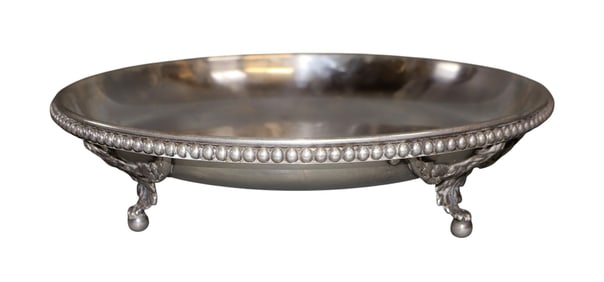 French silver plated footed bowl with beaded edge