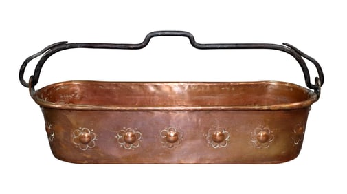 French polished copper fish poacher