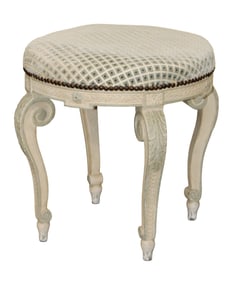 French Louis XVI painted walnut foot stool