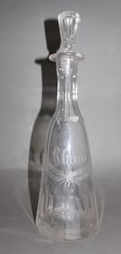 French etched crystal lidded rum decanter