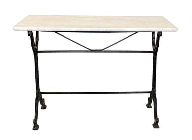 French cafe table with iron base and marble top