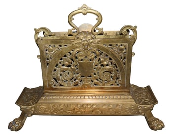 French brass letter holder on paw feet