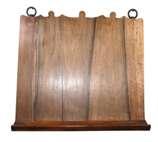 French wall mount lectern in walnut with iron rings