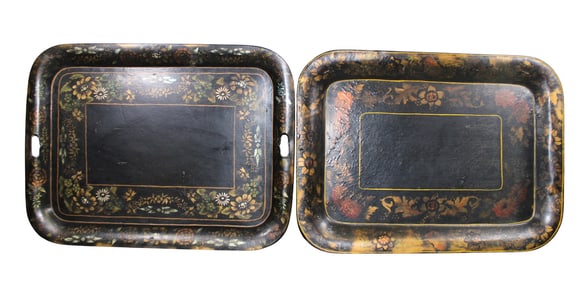 Lot of 2 English 19th century Tole trays