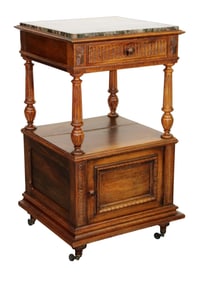 French Napoleon III 2 tier marble top chevet in walnut