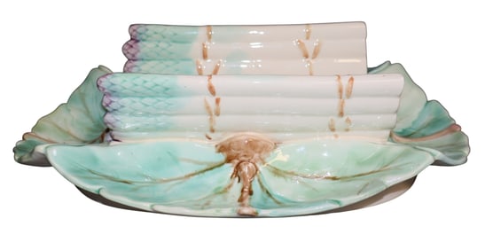 French Longchamp majolica asparagus server