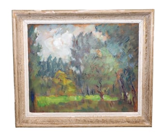 French Impressionist style oil on board landscape painting