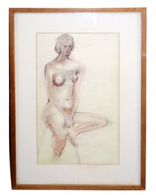 Female figural nude study on paper