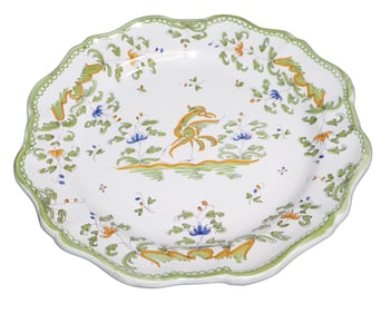 French Martre Tolosane faience platter with bird