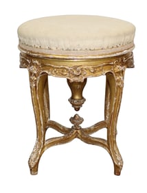 French Louis XV style gilt round seat stool