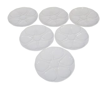 Set of 6 French Limoges porcelain oyster plates