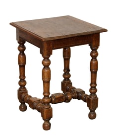 French oak stool on turned legs